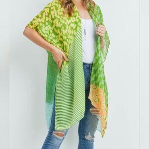 MIXED PATTERN KIMONO-GREEN